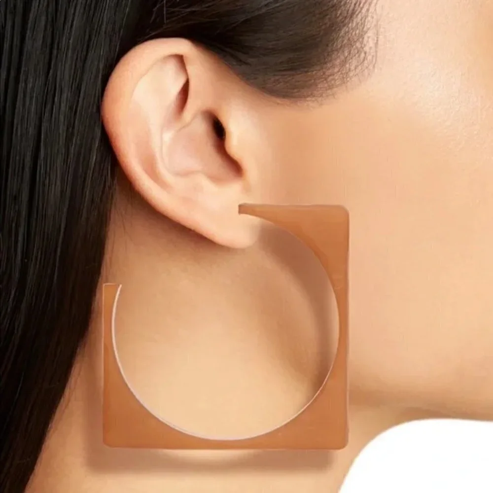 💕RACHEL COMEY💕 Tuck Acrylic Square Hoop Earrings ~ Amber NWOT - Picture 2 of 7